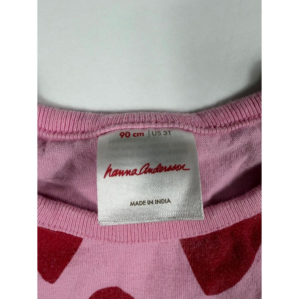 Hanna Andersson Hearts on Hearts Long Sleeve Pocket Dress Pink Red Size 3 - Picture 3 of 8